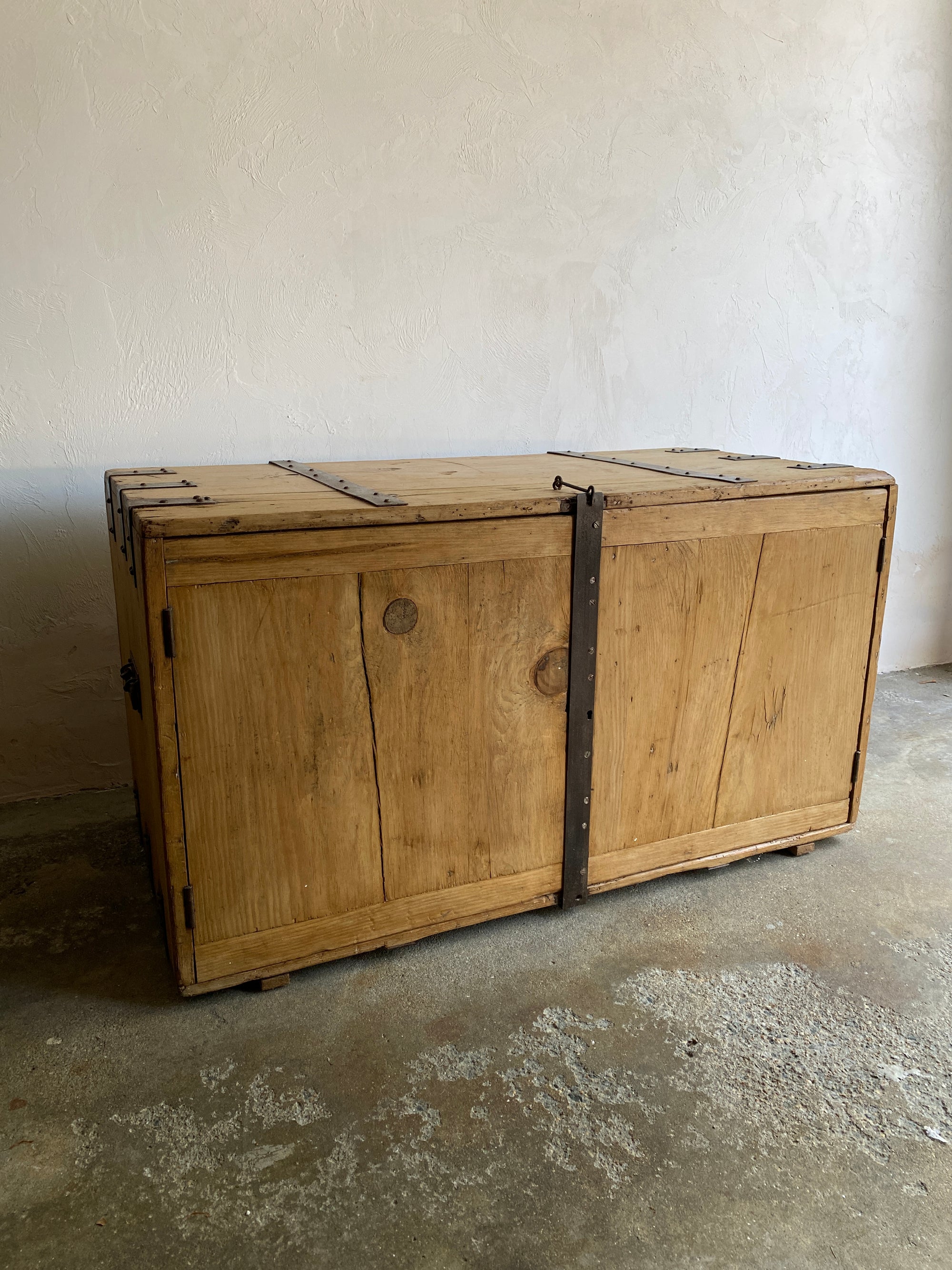 Large Antique English Shipping Cupboard with Iron Hardware c.1870
