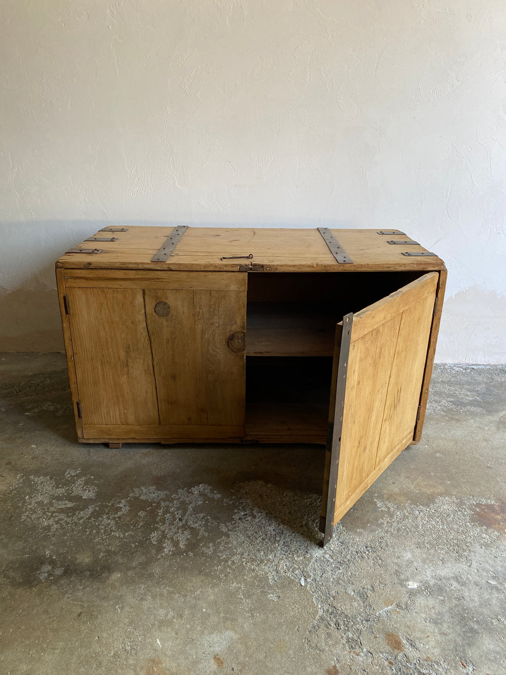 Large Antique English Shipping Cupboard with Iron Hardware c.1870