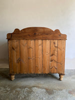 Antique Pitch Pine Chest of Drawers with Scalloped Upstand