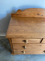 Antique Pitch Pine Chest of Drawers with Scalloped Upstand