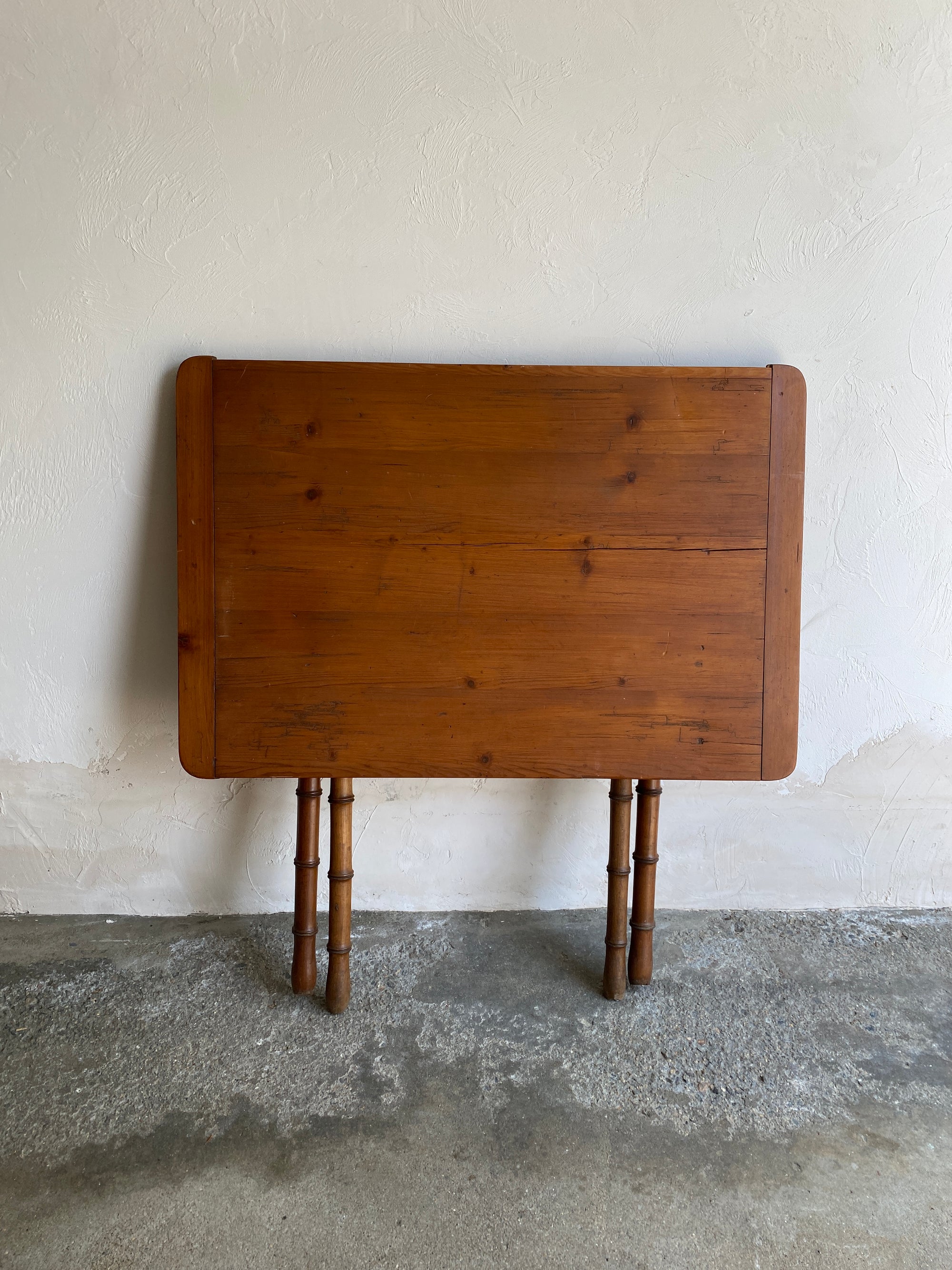 Antique French Faux Bamboo Folding Table with Pine Top