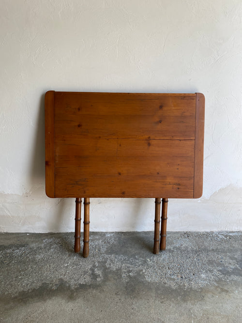 Antique French Faux Bamboo Folding Table with Pine Top