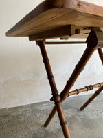 Antique French Faux Bamboo Folding Table with Pine Top
