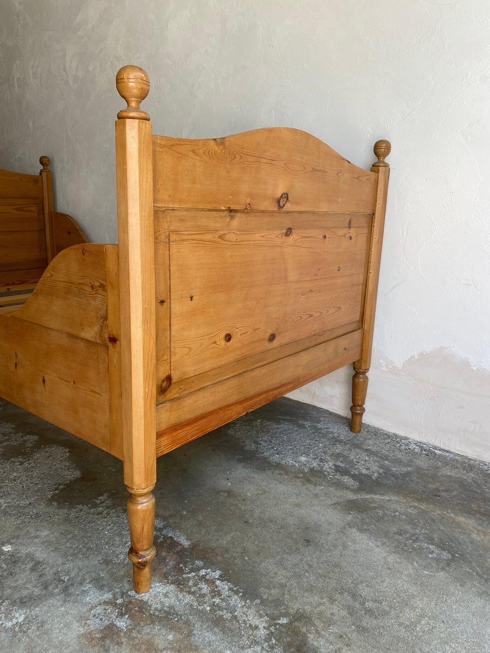 Simple Antique Pine Sleigh Bed