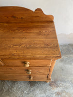 Antique Pitch Pine Chest of Drawers with Scalloped Upstand