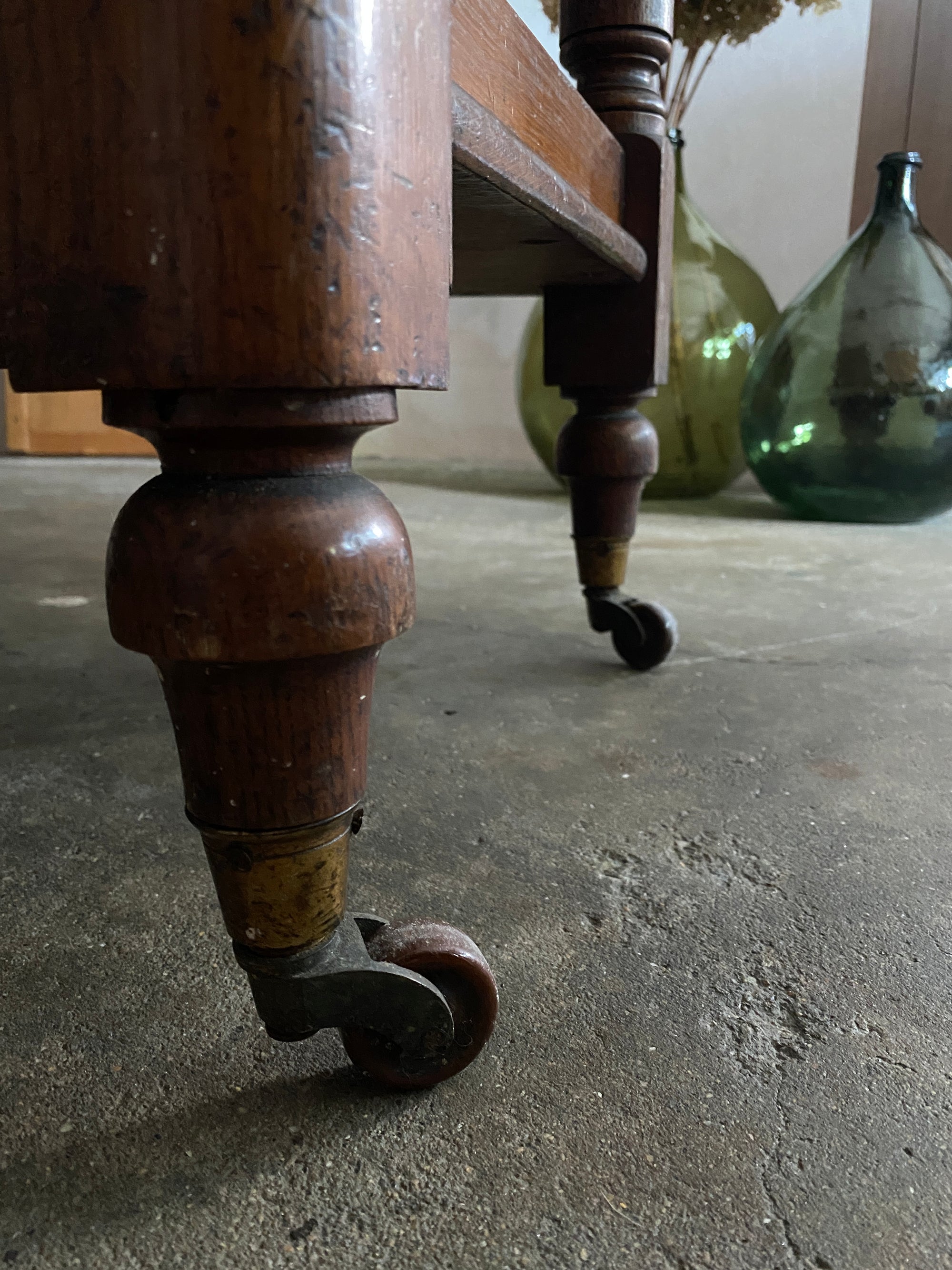 Victorian Oak English Buffet Cart on Castors