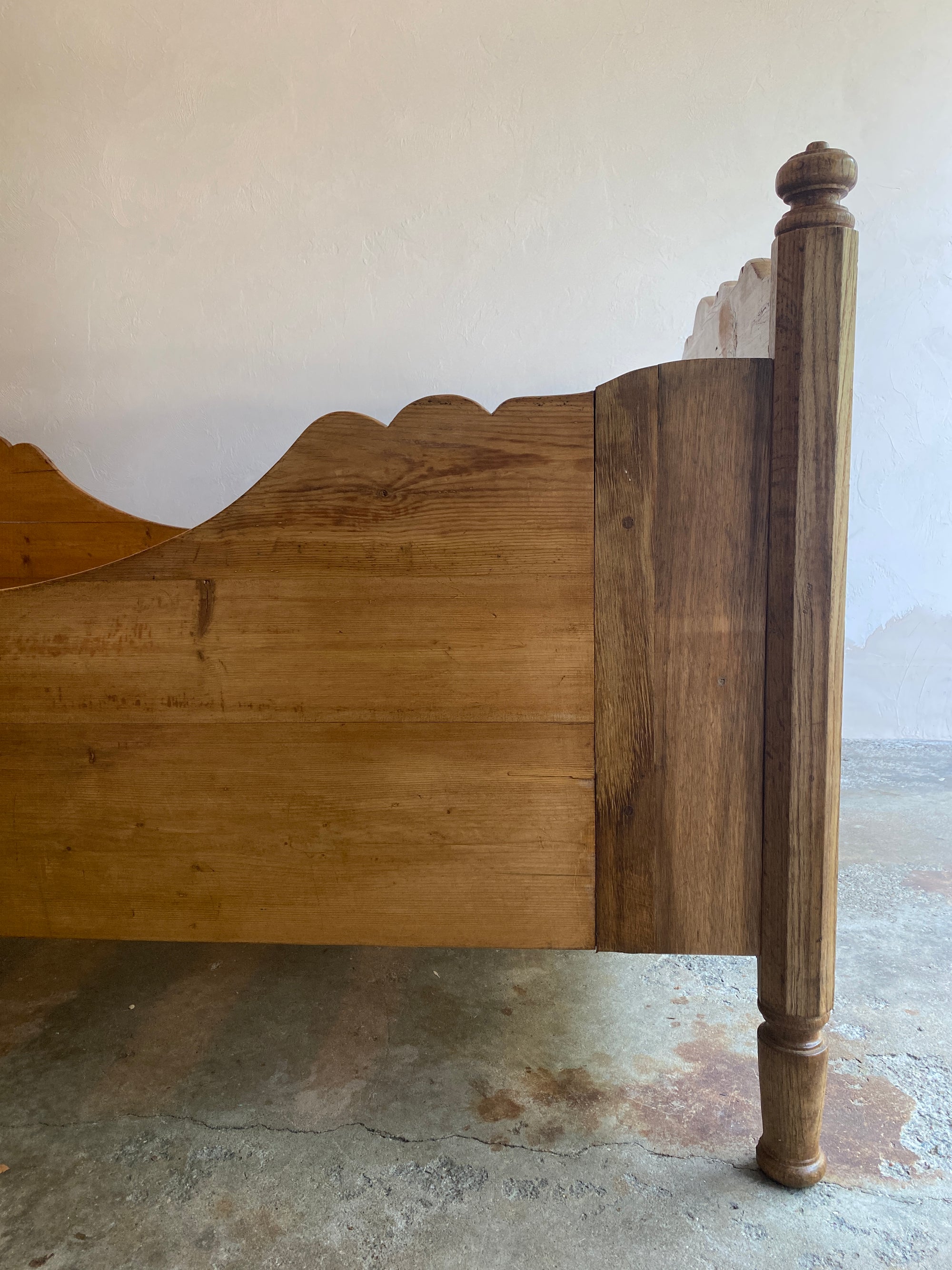 Full Size Antique Pine Sleigh Bed c. 1900