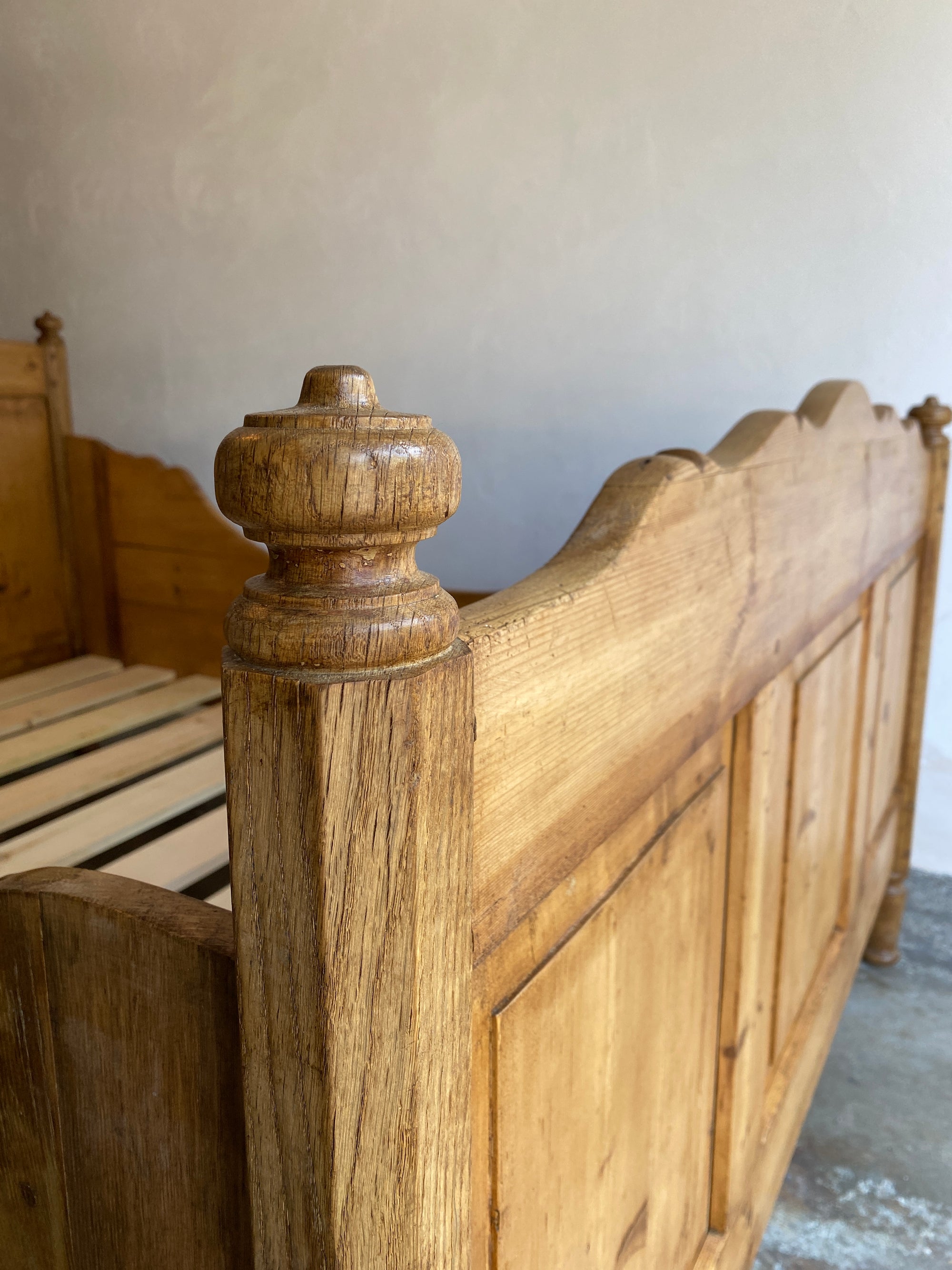 Full Size Antique Pine Sleigh Bed c. 1900