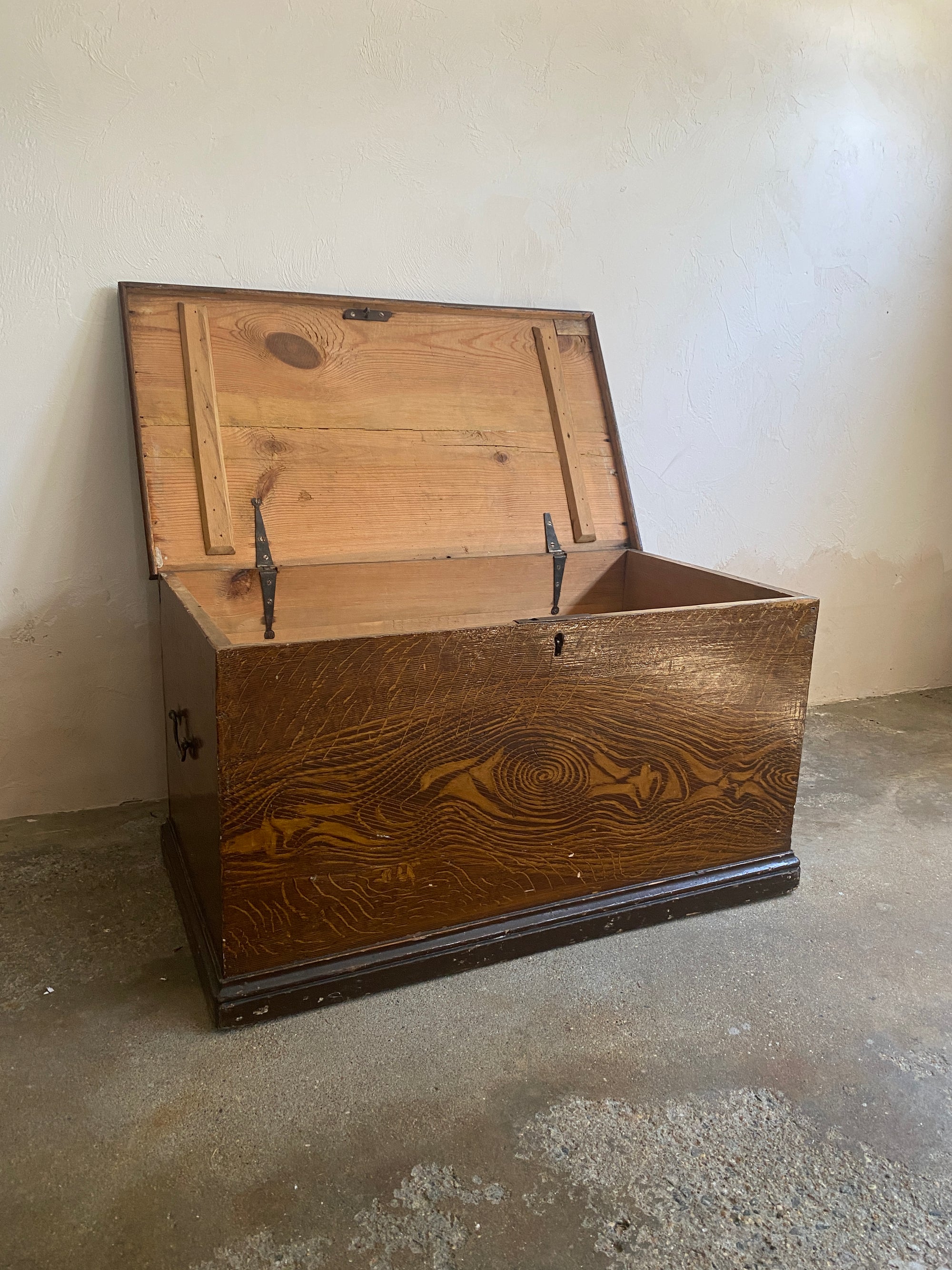 English Faux Grain Antique Pine Box c. 1880