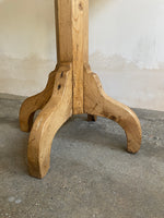 Antique Pine Pedestal Side Table from Eastern Europe