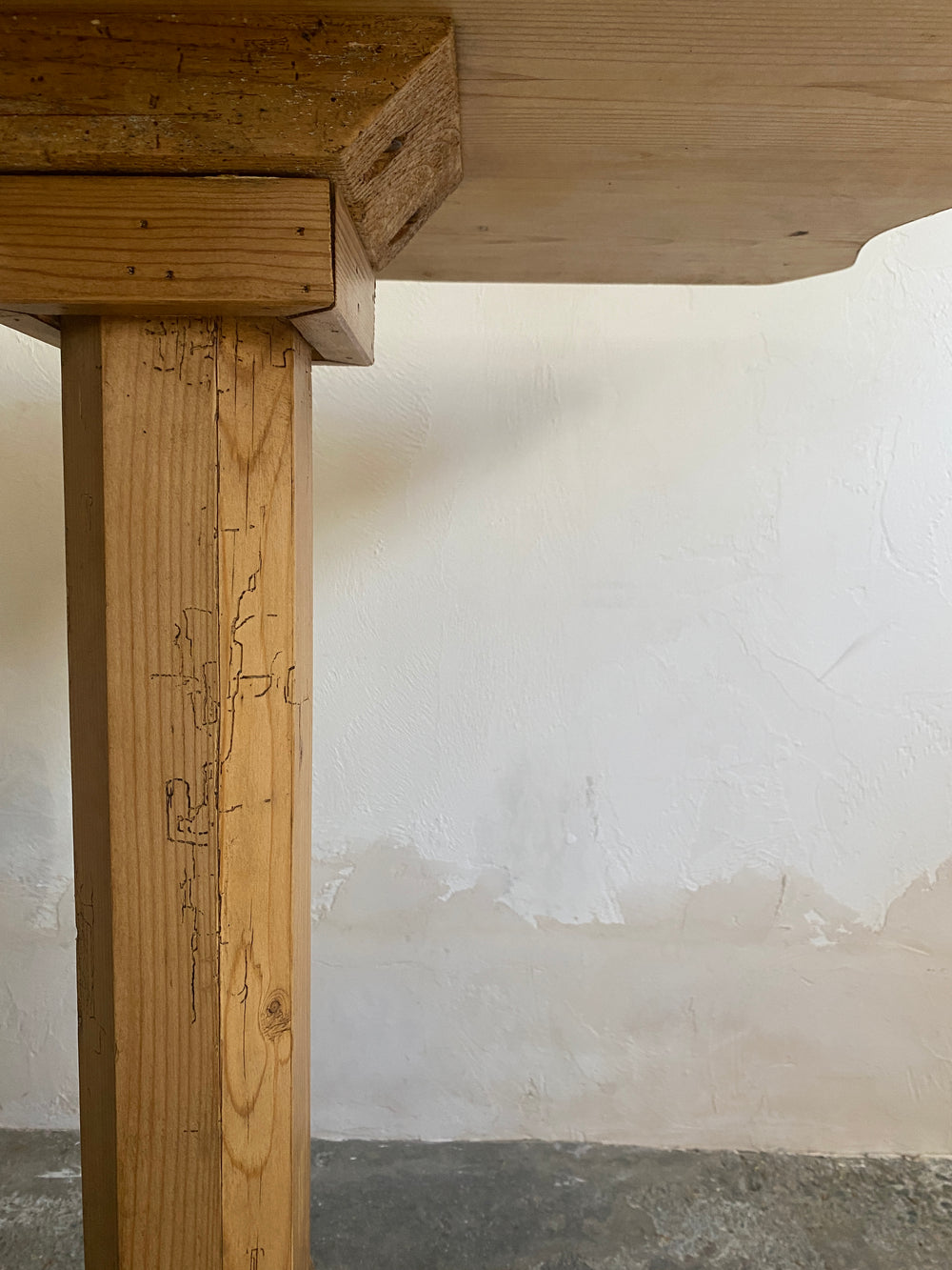 Antique Pine Pedestal Side Table from Eastern Europe