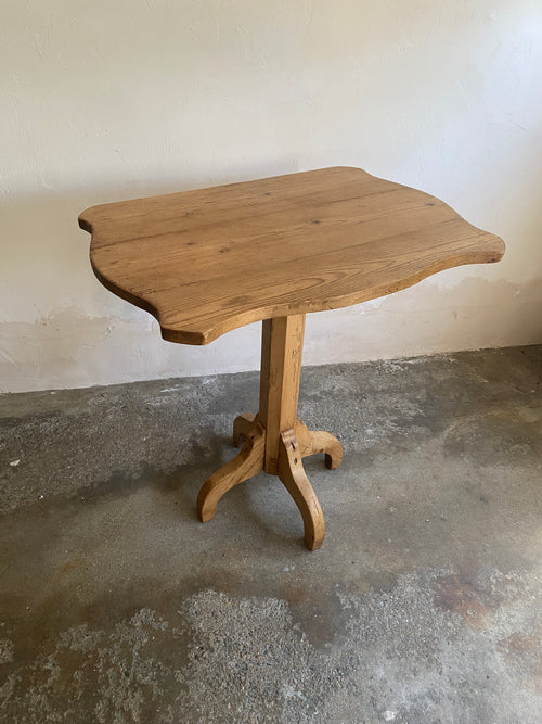 Antique Pine Pedestal Side Table from Eastern Europe