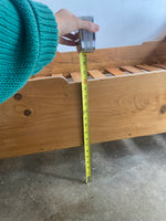 Wide and Low Antique Pine Sleigh Bed with Crests c. 1890