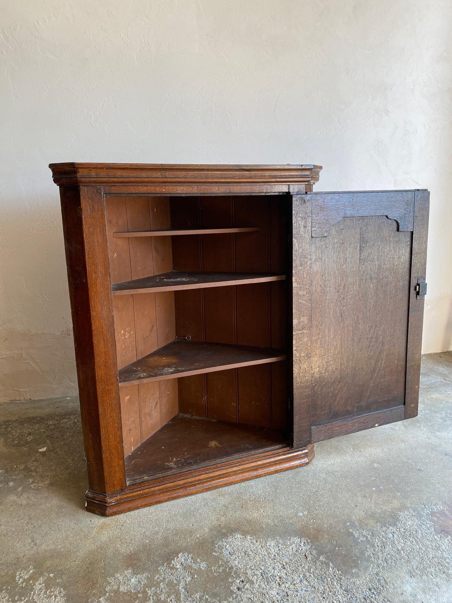 Antique Oak English Corner Cupboard c. 1800