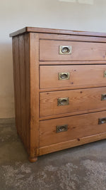 Antique Pine Chest of Drawers with Brass Inset Handles c. 1825