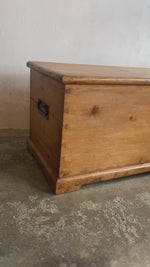 Large English Antique Pine Box on Bracket Feet c. 1860
