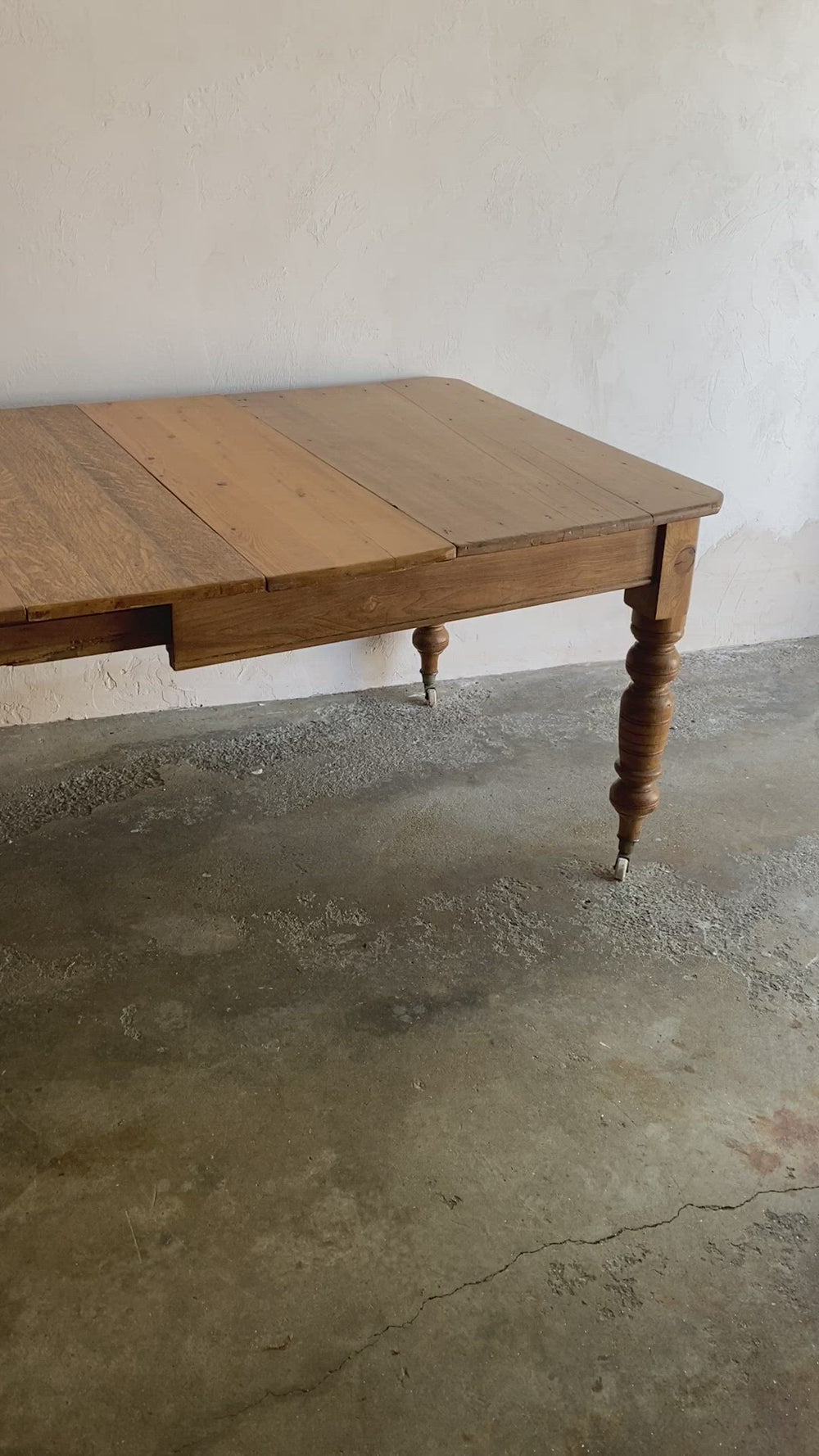 English Antique Pine Dining Table on Castors