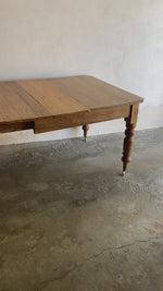 English Antique Pine Dining Table on Castors