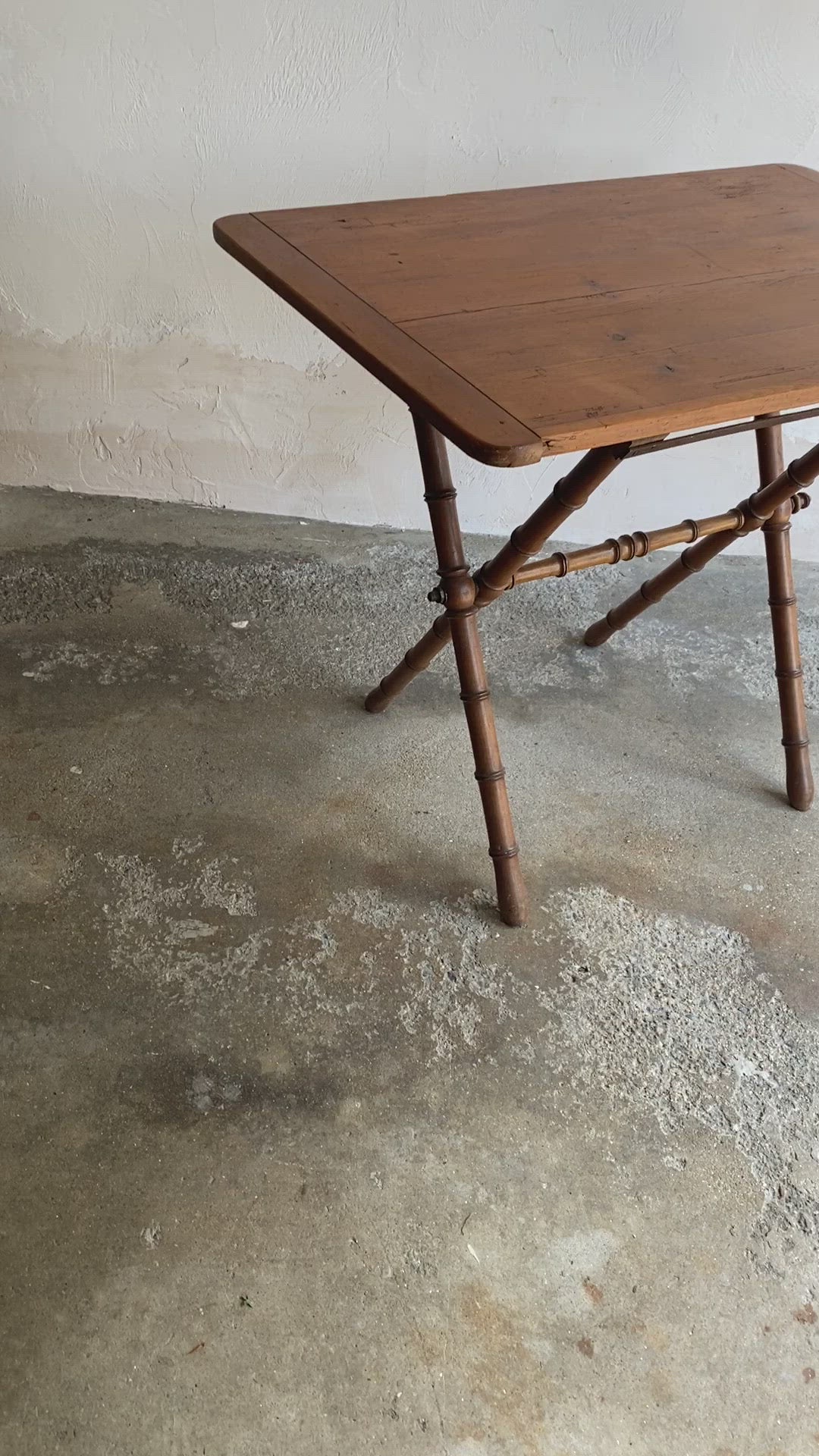 Antique French Faux Bamboo Folding Table with Pine Top – Knosen