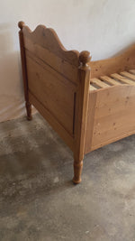 Antique Pine European Sleigh Bed c. 1910