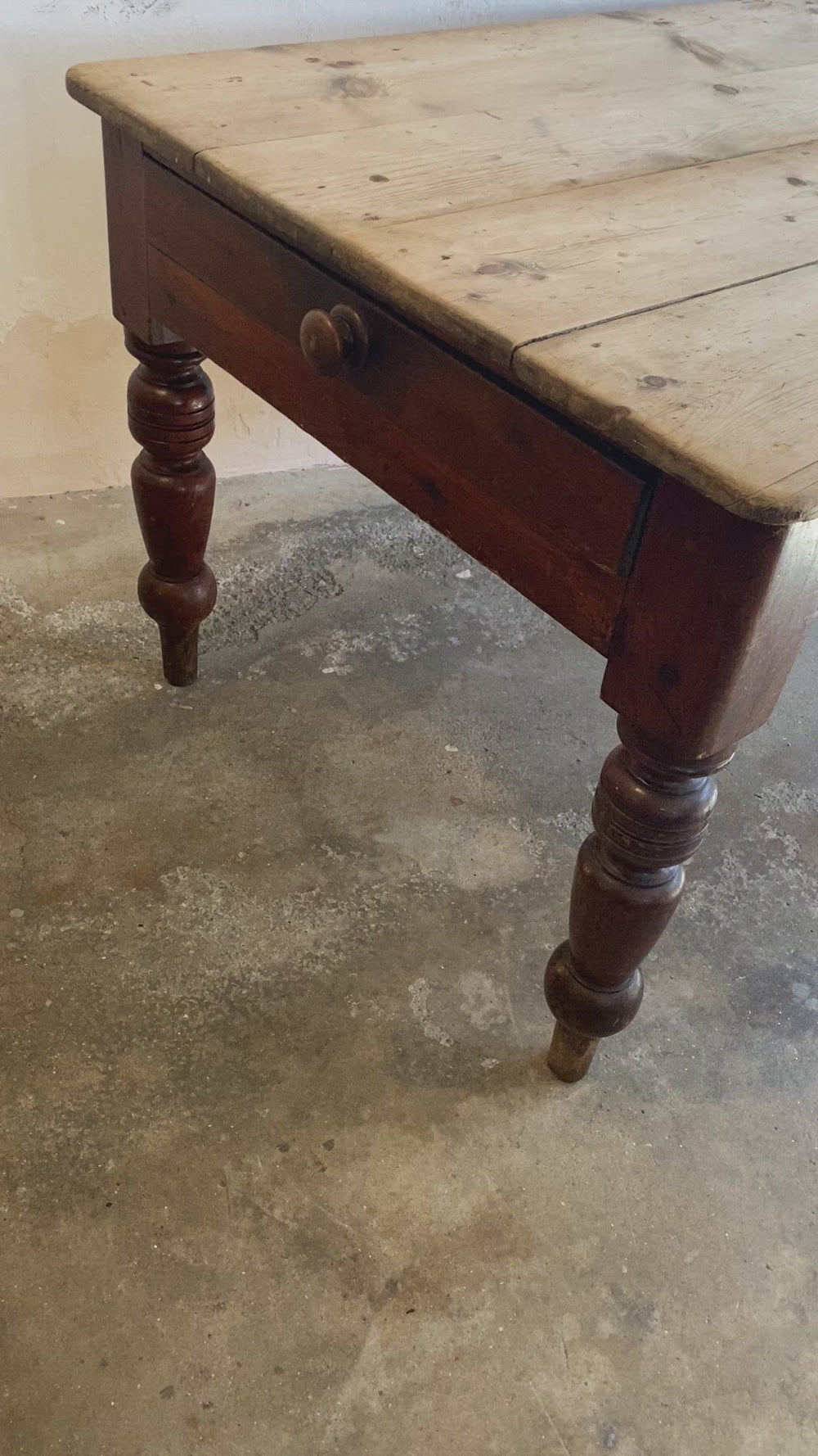 Antique Pine Scrubbed Top Table Circa 1880