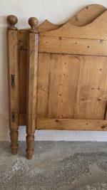 Extra Wide Antique Pine Sleigh Bed c. 1890