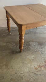English Antique Pine Dining Table on Castors