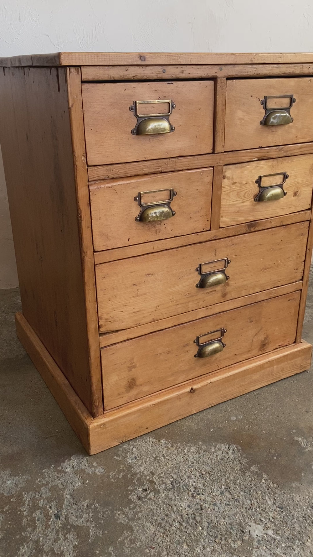 Antique Pine English Bank of Drawers c. 1890
