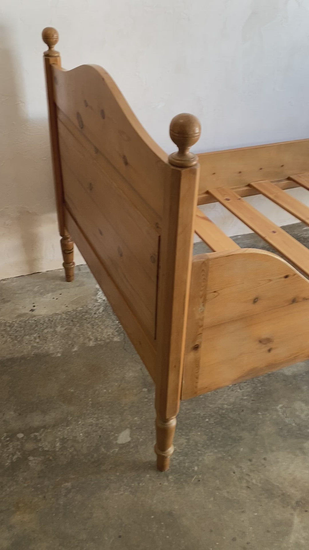 Simple Antique Pine Sleigh Bed