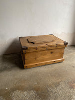 19th Century Antique English Pine Box with Cartouche Top