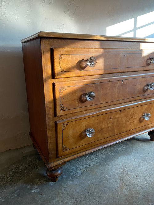 Antique Victorian Chest of Drawers with Original Painted Lines