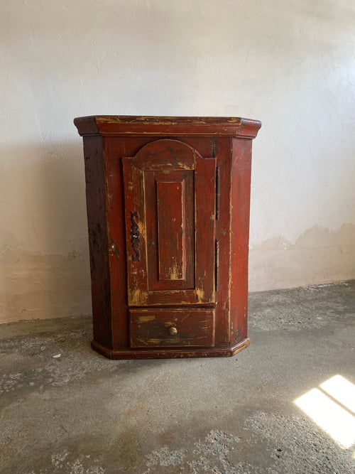 European Country Corner Cupboard in Original Paint circa 1880