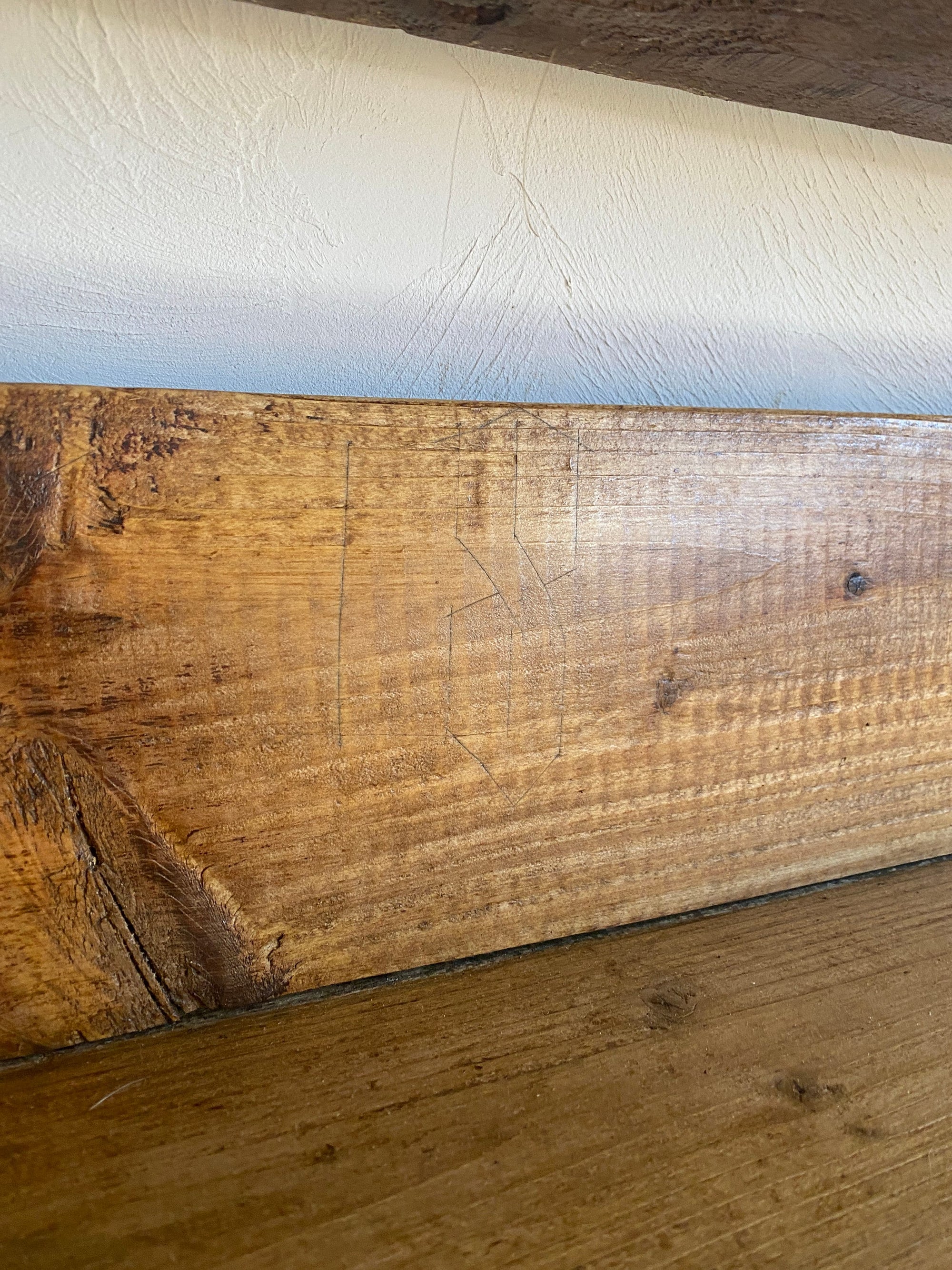Large Antique Pine Wall Shelf