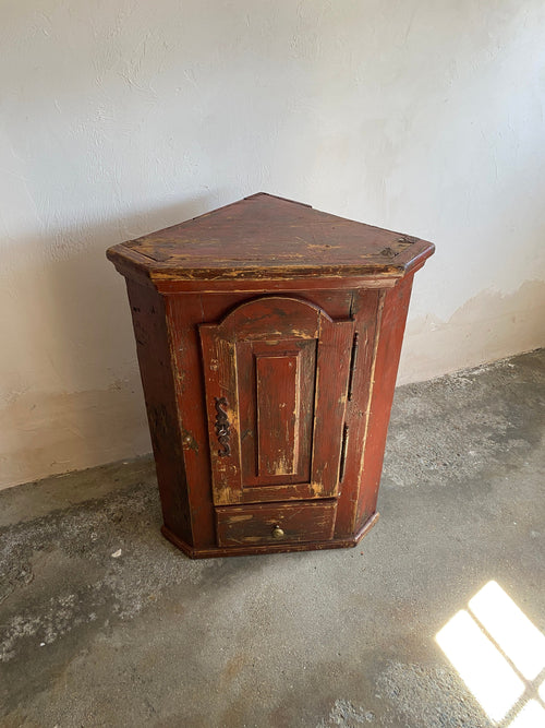 European Country Corner Cupboard in Original Paint circa 1880
