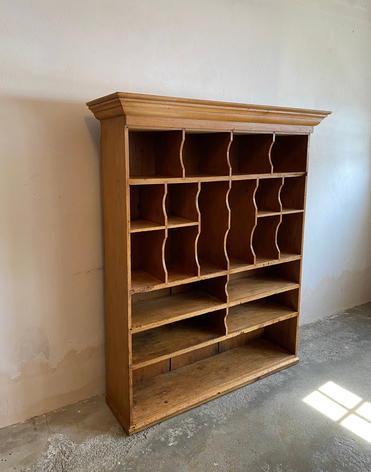 Large 19th Century Pine Pigeon Hole Shelving