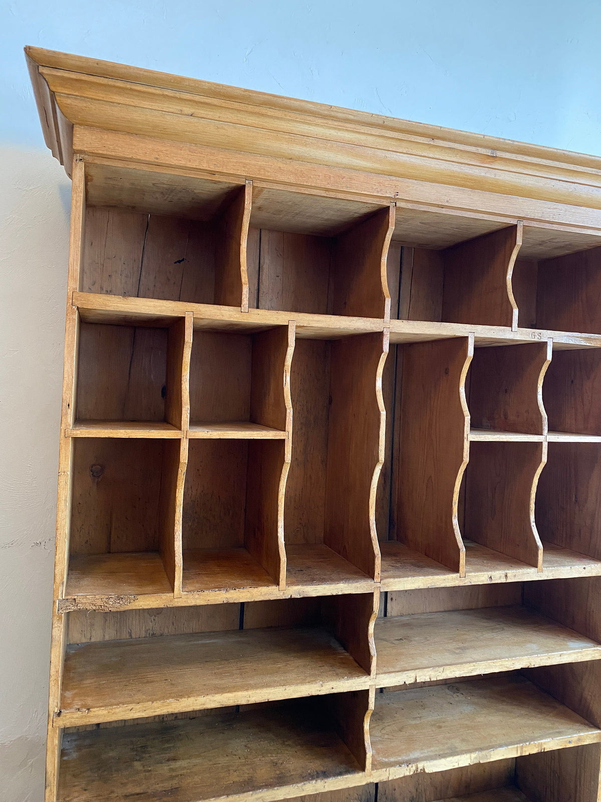 Large 19th Century Pine Pigeon Hole Shelving