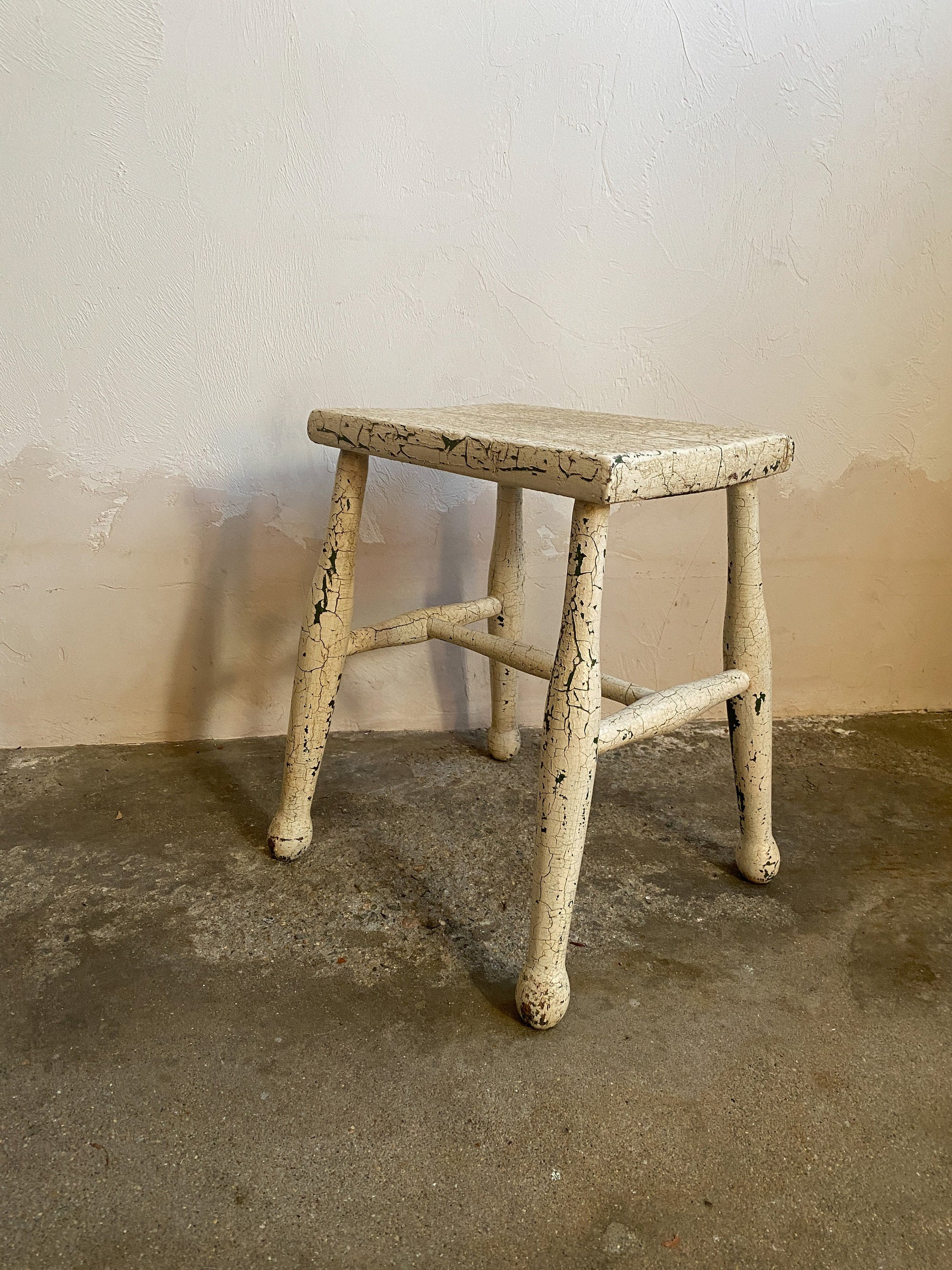 Antique Elm Painted Stool Circa 1900