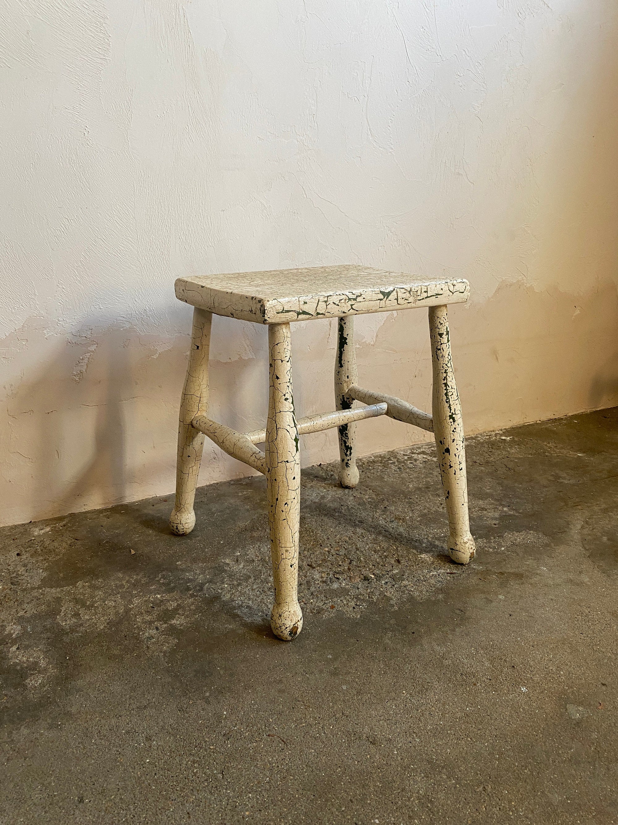 Antique Elm Painted Stool Circa 1900